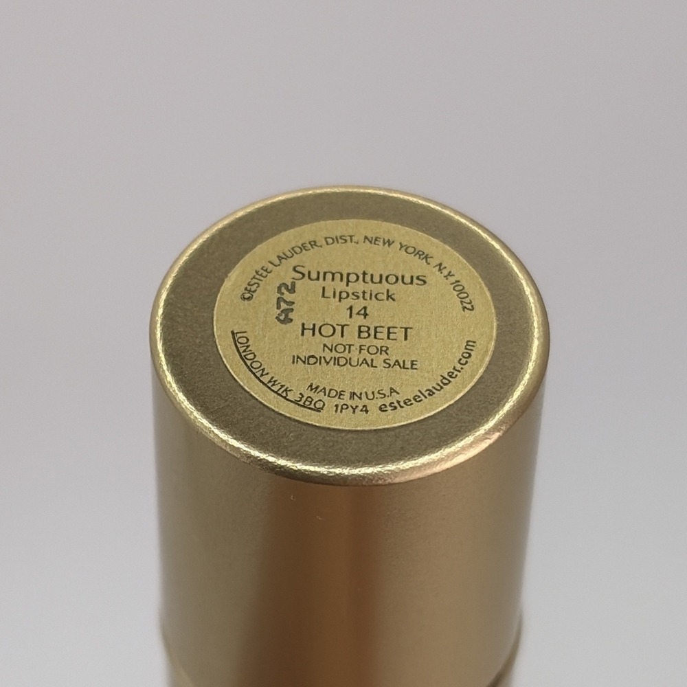 ESTEE LAUDER SUMPTUOUS LIPSTICK - #14 HOT BEET - NEW GOLD CASE